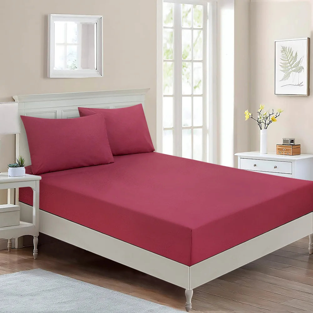 BYFT023629 Home Tex Design Single Fitted Sheet 90 x 200 Cm 1 Pillow Cover 50 x 80 Cm All Around Elastic Palmyre 100 Cotton Set of 2.webp