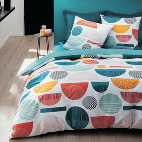 BYFT023632 Home Tex Design King Duvet Cover 240 x 200 Cm 2 Pillow Cover 50 x 80 Cm Printed Graphic Multi 100 Cotton Set of 3