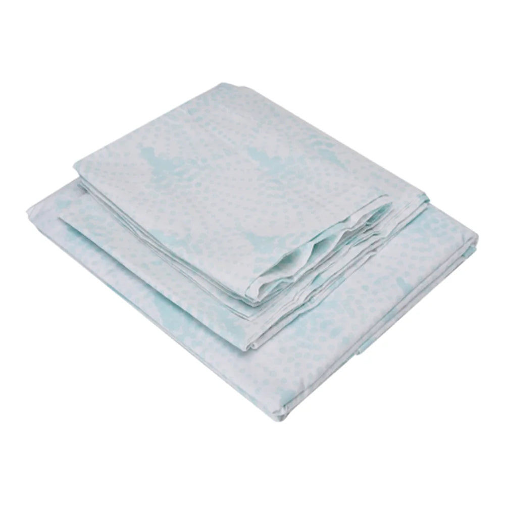 BYFT023642 Home Tex Design King Flat Sheet 240 x 260 Cm 2 Pillow Cover 50 x 80 Cm Printed Blue Eventail 100 Cotton Set of 3.webp