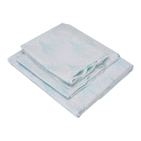 BYFT023642 Home Tex Design King Flat Sheet 240 x 260 Cm 2 Pillow Cover 50 x 80 Cm Printed Blue Eventail 100 Cotton Set of 3.webp