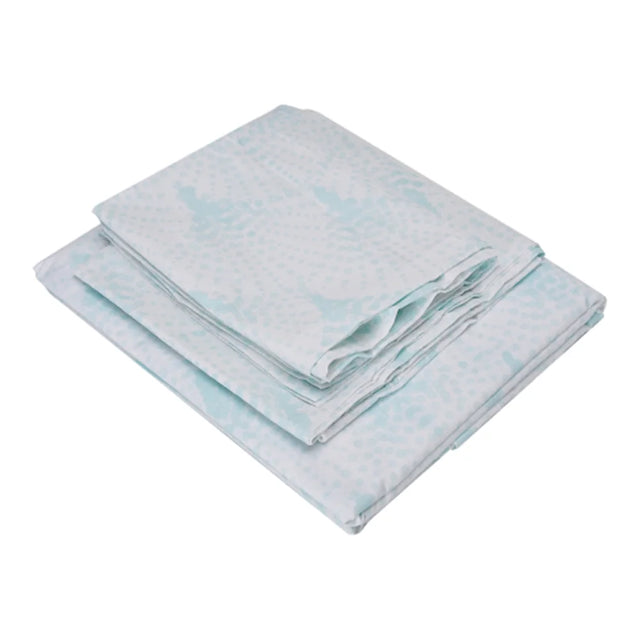 BYFT023642 Home Tex Design King Flat Sheet 240 x 260 Cm 2 Pillow Cover 50 x 80 Cm Printed Blue Eventail 100 Cotton Set of 3.webp