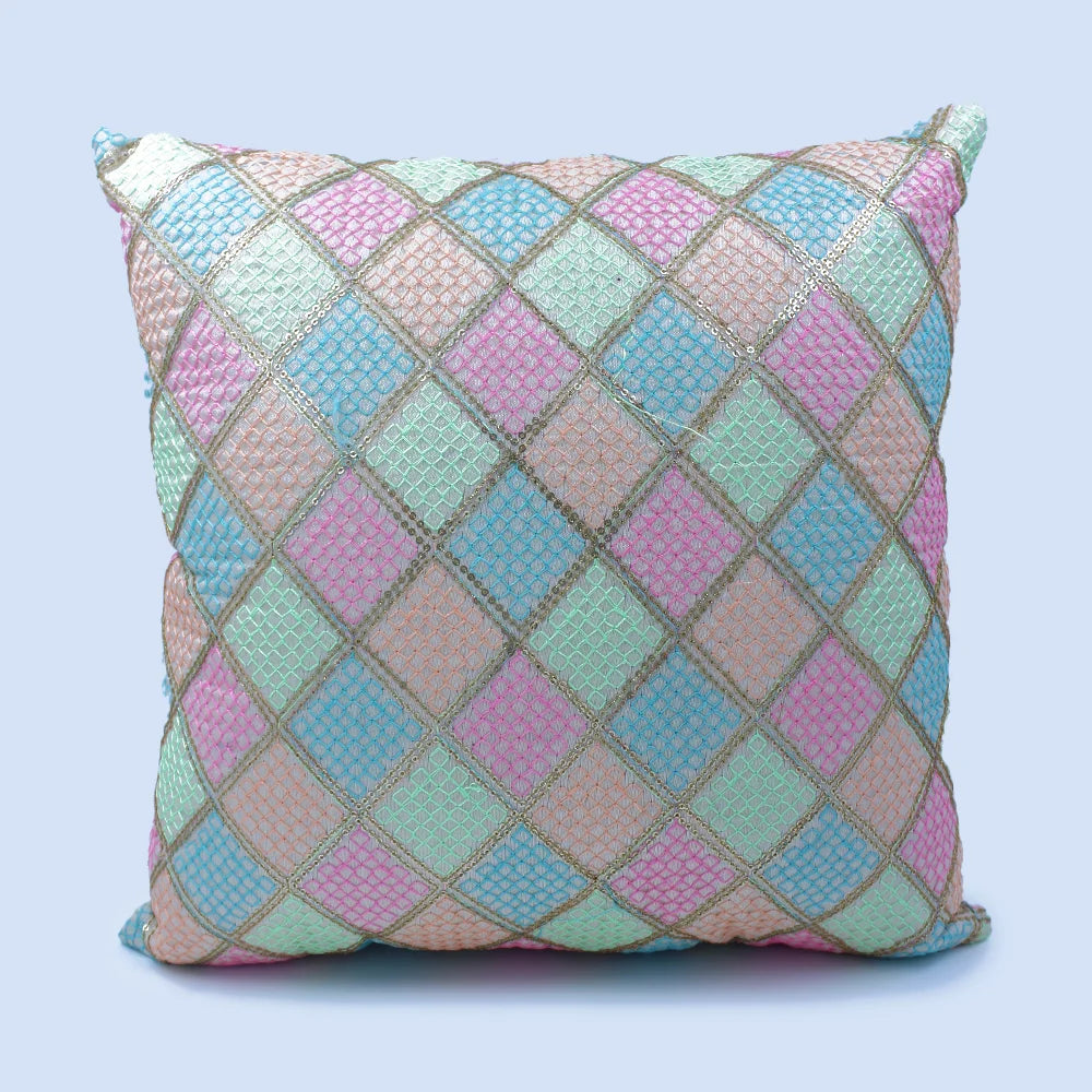 غطاء وسادة BYFT Orchard مقاس 16 × 16 بوصة (تصميم مربعات قطرية - كريمي) 40 × 40 سم غطاء وسادة مزخرف فاخر للأريكة والسرير وغرفة المعيشة - مجموعة من 02