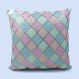 غطاء وسادة BYFT Orchard مقاس 16 × 16 بوصة (تصميم مربعات قطرية - كريمي) 40 × 40 سم غطاء وسادة مزخرف فاخر للأريكة والسرير وغرفة المعيشة - مجموعة من 02