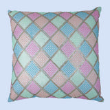 غطاء وسادة BYFT Orchard مقاس 16 × 16 بوصة (تصميم مربعات قطرية - كريمي) 40 × 40 سم غطاء وسادة مزخرف فاخر للأريكة والسرير وغرفة المعيشة - مجموعة من 02