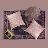 غطاء وسادة BYFT Orchard مقاس 16 × 16 بوصة (تصميم مربعات قطرية - كريمي) 40 × 40 سم غطاء وسادة مزخرف فاخر للأريكة والسرير وغرفة المعيشة - مجموعة من 02
