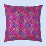 غطاء وسادة BYFT Orchard مقاس 16 × 16 بوصة (تصميم مربعات قطرية - وردي فوشيا) 40 × 40 سم غطاء وسادة مزخرف فاخر للأريكة والسرير وغرفة المعيشة - مجموعة من 02
