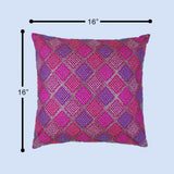 غطاء وسادة BYFT Orchard مقاس 16 × 16 بوصة (تصميم مربعات قطرية - وردي فوشيا) 40 × 40 سم غطاء وسادة مزخرف فاخر للأريكة والسرير وغرفة المعيشة - مجموعة من 02