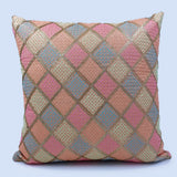 غطاء وسادة BYFT Orchard مقاس 16 × 16 بوصة (تصميم مربعات قطرية - خوخي) 40 × 40 سم غطاء وسادة مزخرف فاخر للأريكة والسرير وغرفة المعيشة - مجموعة من 02