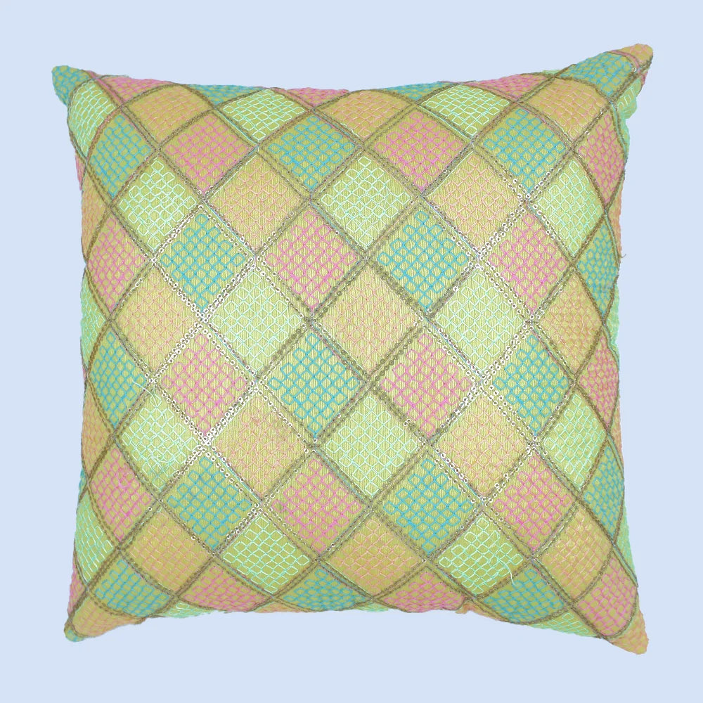 غطاء وسادة BYFT Orchard مقاس 16 × 16 بوصة (تصميم مربعات قطرية - أصفر) 40 × 40 سم غطاء وسادة مزخرف فاخر للأريكة والسرير وغرفة المعيشة - مجموعة من 02