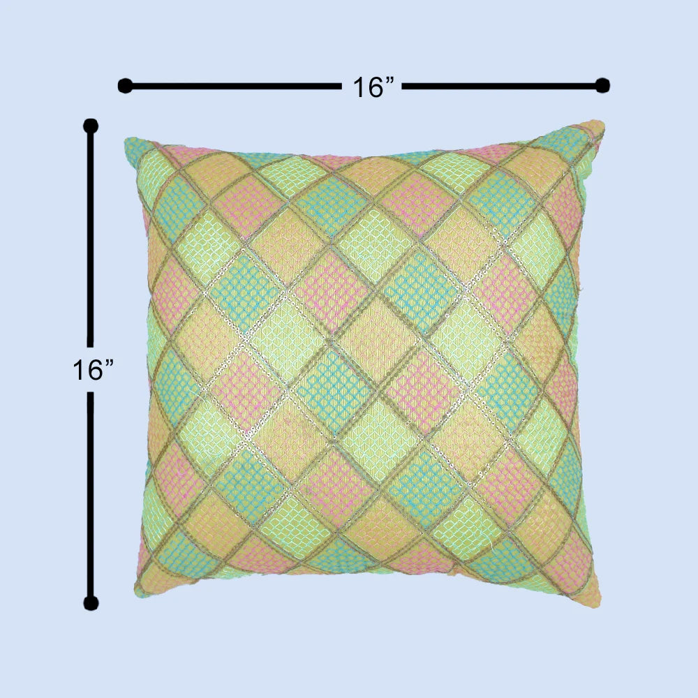 غطاء وسادة BYFT Orchard مقاس 16 × 16 بوصة (تصميم مربعات قطرية - أصفر) 40 × 40 سم غطاء وسادة مزخرف فاخر للأريكة والسرير وغرفة المعيشة - مجموعة من 02