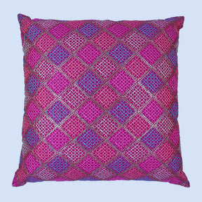 BYFT Orchard Cushion Cover 18 x 18 inch (Diagonal Checks Design - Fuchsia Pink) 45 x 45 cm Luxury Decorative Cushion Cover for Sofa, Bed & Living Room - Set of 02
