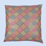 BYFT Orchard Cushion Cover 18 x 18 inch (Diagonal Checks Design - Peach) 45 x 45 cm Luxury Decorative Cushion Cover for Sofa, Bed & Living Room - Set of 02
