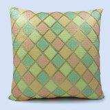 BYFT Orchard Cushion Cover 18 x 18 inch (Diagonal Checks Design - Yellow) 45 x 45 cm Luxury Decorative Cushion Cover for Sofa, Bed & Living Room - Set of 02