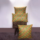 BYFT Orchard Cushion Cover 18 x 18 inch (Diagonal Checks Design - Yellow) 45 x 45 cm Luxury Decorative Cushion Cover for Sofa, Bed & Living Room - Set of 02