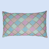 غطاء وسادة BYFT Orchard مقاس 12 × 20 بوصة (تصميم مربعات قطرية - كريمي) غطاء وسادة مزخرف فاخر للأريكة والسرير وغرفة المعيشة - مجموعة من قطعتين