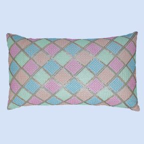 BYFT Orchard Cushion Cover 12 x 20 inch (Diagonal Checks Design - Cream) 30 x 50 cm Luxury Decorative Cushion Cover for Sofa, Bed & Living Room - Set of 02