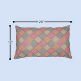 غطاء وسادة BYFT Orchard مقاس 12 × 20 بوصة (تصميم مربعات قطرية - لون خوخي) غطاء وسادة مزخرف فاخر للأريكة والسرير وغرفة المعيشة - مجموعة من قطعتين