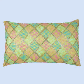 BYFT Orchard Cushion Cover 12 x 20 inch (Diagonal Checks Design - Yellow) 30 x 50 cm Luxury Decorative Cushion Cover for Sofa, Bed & Living Room - Set of 02