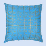 غطاء وسادة BYFT Orchard مقاس 16 × 16 بوصة (تصميم مربعات ذهبية - أزرق) 40 × 40 سم غطاء وسادة مزخرف فاخر للأريكة والسرير وغرفة المعيشة - مجموعة من 02