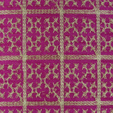BYFT Orchard Cushion Cover 18 x 18 inch (Golden Checks Design - Fuchsia Pink) 45 x 45 cm Luxury Decorative Cushion Cover for Sofa, Bed & Living Room - Set of 02