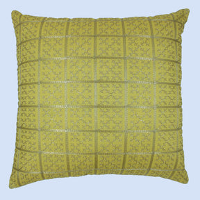BYFT Orchard Cushion Cover 18 x 18 inch (Golden Checks Design - Yellow) 45 x 45 cm Luxury Decorative Cushion Cover for Sofa, Bed & Living Room - Set of 02