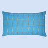 BYFT Orchard Cushion Cover 12 x 20 inch (Golden Checks Design - Blue) 30 x 50 cm Luxury Decorative Cushion Cover for Sofa, Bed & Living Room - Set of 02