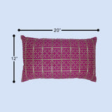غطاء وسادة BYFT Orchard مقاس 12 × 20 بوصة (تصميم مربعات ذهبية - وردي فوشيا) غطاء وسادة مزخرف فاخر للأريكة والسرير وغرفة المعيشة - مجموعة من قطعتين