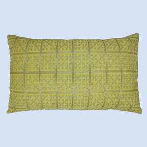 BYFT Orchard Cushion Cover 12 x 20 inch (Golden Checks Design - Yellow) 30 x 50 cm Luxury Decorative Cushion Cover for Sofa, Bed & Living Room - Set of 02