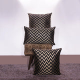 BYFT Orchard Cushion Cover 16 x 16 inch (Zig Zag Design - Black) 40 x 40 cm Luxury Decorative Cushion Cover for Sofa, Bed & Living Room - Set of 02