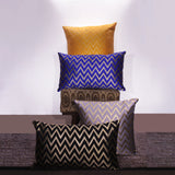 BYFT Orchard Cushion Cover 16 x 16 inch (Zig Zag Design - Yellow) 40 x 40 cm Luxury Decorative Cushion Cover for Sofa, Bed & Living Room - Set of 02