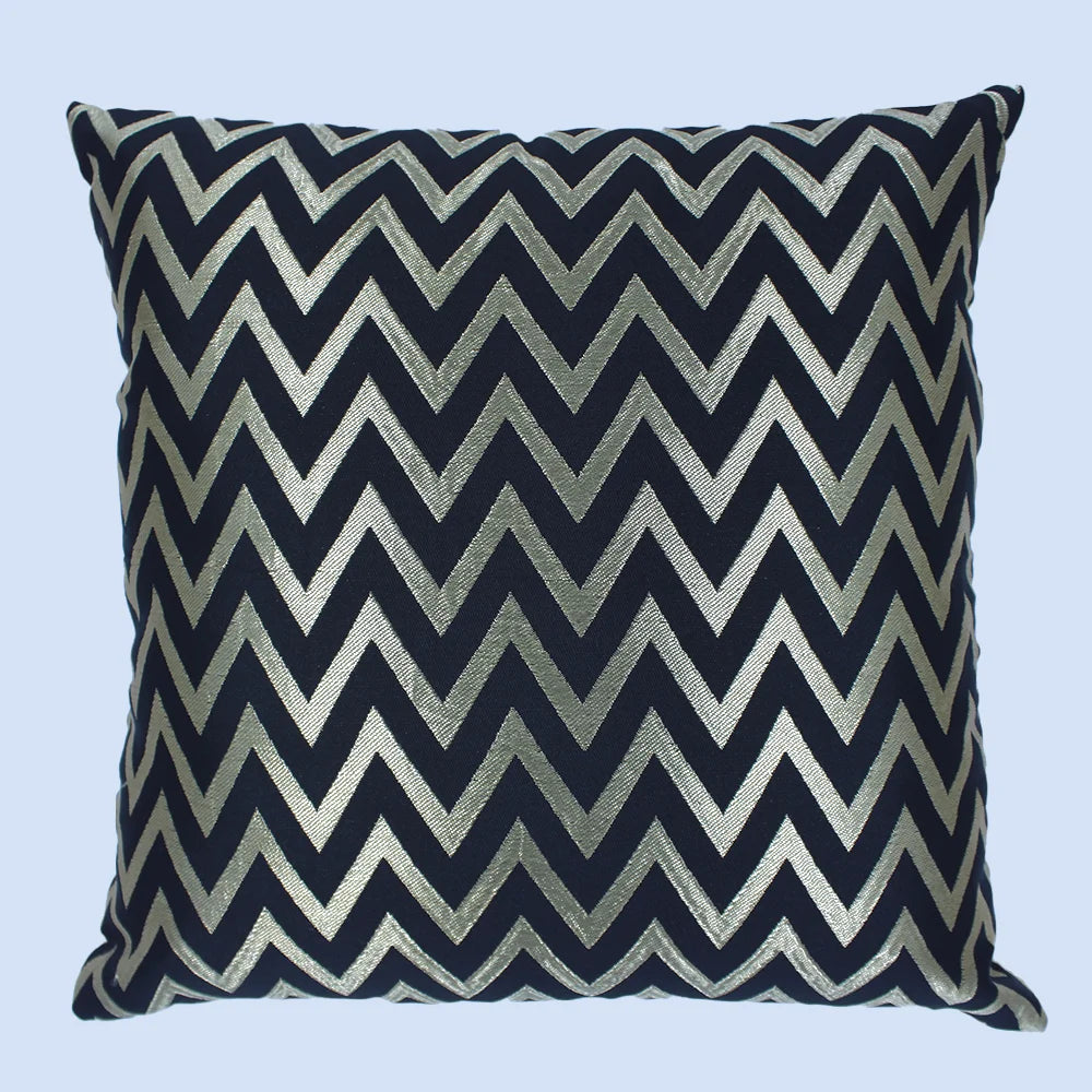 BYFT Orchard Cushion Cover 18 x 18 inch (Zig Zag Design - Black) 45 x 45 cm Luxury Decorative Cushion Cover for Sofa, Bed & Living Room - Set of 02