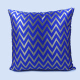 BYFT Orchard Cushion Cover 18 x 18 inch (Zig Zag Design - Royal Blue) 45 x 45 cm Luxury Decorative Cushion Cover for Sofa, Bed & Living Room - Set of 02