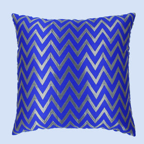 BYFT Orchard Cushion Cover 18 x 18 inch (Zig Zag Design - Royal Blue) 45 x 45 cm Luxury Decorative Cushion Cover for Sofa, Bed & Living Room - Set of 02