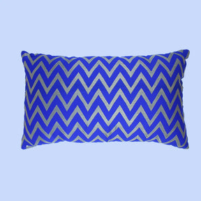 BYFT Orchard Cushion Cover 12 x 20 inch (Zig Zag Design - Royal Blue) 30 x 50 cm Luxury Decorative Cushion Cover for Sofa, Bed & Living Room - Set of 02