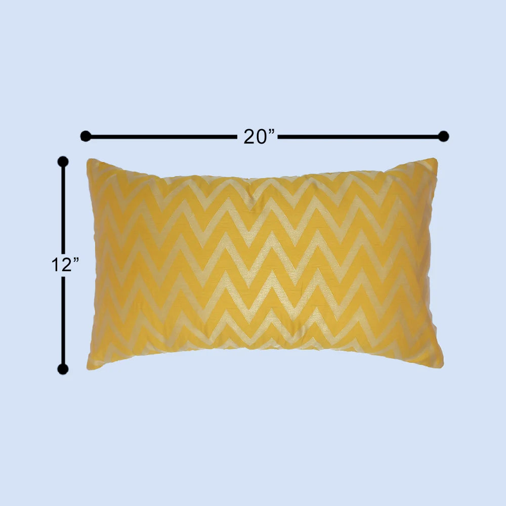 غطاء وسادة BYFT Orchard مقاس 12 × 20 بوصة (تصميم متعرج - أصفر) غطاء وسادة مزخرف فاخر للأريكة والسرير وغرفة المعيشة - مجموعة من قطعتين