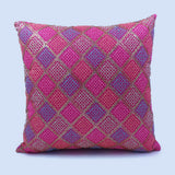 غطاء وسادة BYFT Orchard مقاس 16 × 16 بوصة (تصميم مربعات قطرية - وردي فوشيا) 40 × 40 سم غطاء وسادة مزخرف فاخر للأريكة والسرير وغرفة المعيشة - مجموعة من 02