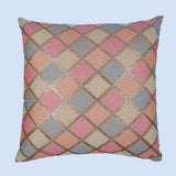 غطاء وسادة BYFT Orchard مقاس 16 × 16 بوصة (تصميم مربعات قطرية - خوخي) 40 × 40 سم غطاء وسادة مزخرف فاخر للأريكة والسرير وغرفة المعيشة - مجموعة من 02