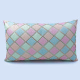 غطاء وسادة BYFT Orchard مقاس 12 × 20 بوصة (تصميم مربعات قطرية - كريمي) غطاء وسادة مزخرف فاخر للأريكة والسرير وغرفة المعيشة - مجموعة من قطعتين