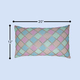 غطاء وسادة BYFT Orchard مقاس 12 × 20 بوصة (تصميم مربعات قطرية - كريمي) غطاء وسادة مزخرف فاخر للأريكة والسرير وغرفة المعيشة - مجموعة من قطعتين