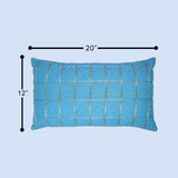 غطاء وسادة BYFT Orchard مقاس 12 × 20 بوصة (تصميم مربعات ذهبية - أزرق) غطاء وسادة مزخرف فاخر للأريكة والسرير وغرفة المعيشة - مجموعة من قطعتين