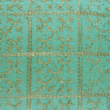 BYFT Orchard Cushion Cover 12 x 20 inch (Golden Checks Design - Green) 30 x 50 cm Luxury Decorative Cushion Cover for Sofa, Bed & Living Room - Set of 02