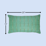 BYFT Orchard Cushion Cover 12 x 20 inch (Golden Checks Design - Green) 30 x 50 cm Luxury Decorative Cushion Cover for Sofa, Bed & Living Room - Set of 02