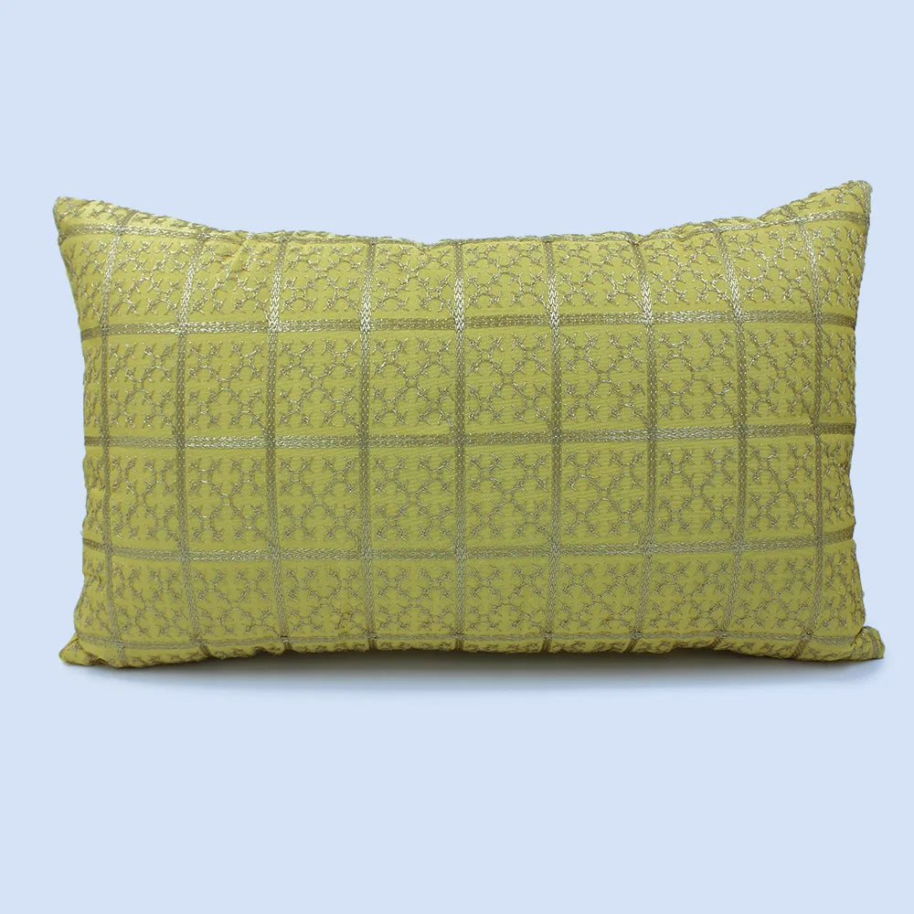 غطاء وسادة BYFT Orchard مقاس 12 × 20 بوصة (تصميم مربعات ذهبية - أصفر) غطاء وسادة مزخرف فاخر للأريكة والسرير وغرفة المعيشة - مجموعة من قطعتين