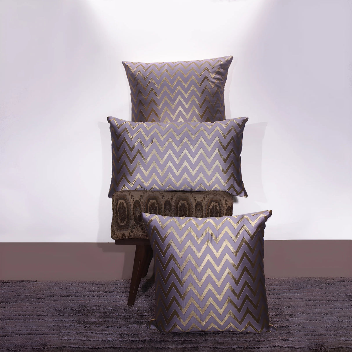 BYFT Orchard Cushion Cover 16 x 16 inch (Zig Zag Design - Grey) 40 x 40 cm Luxury Decorative Cushion Cover for Sofa, Bed & Living Room - Set of 02