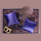 BYFT Orchard Cushion Cover 16 x 16 inch (Zig Zag Design - Royal Blue) 40 x 40 cm Luxury Decorative Cushion Cover for Sofa, Bed & Living Room - Set of 02
