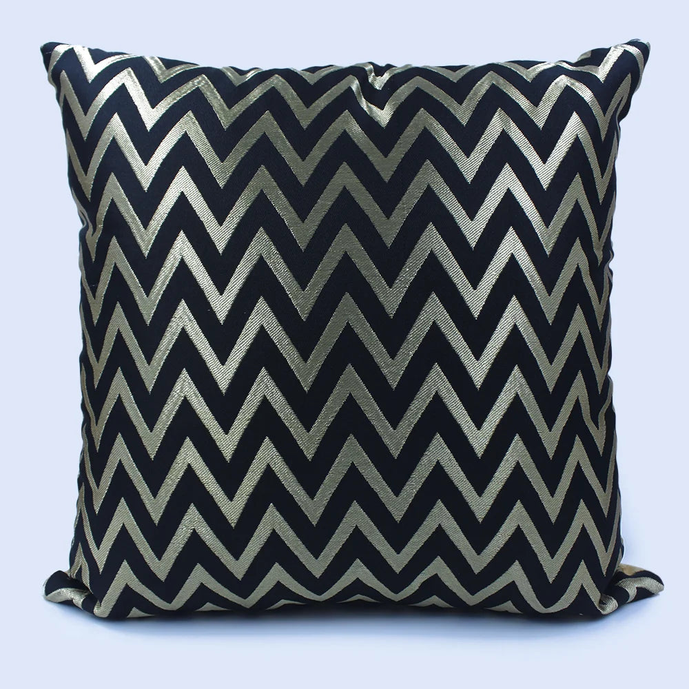 BYFT Orchard Cushion Cover 18 x 18 inch (Zig Zag Design - Black) 45 x 45 cm Luxury Decorative Cushion Cover for Sofa, Bed & Living Room - Set of 02