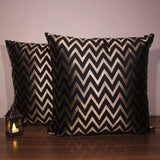 BYFT Orchard Cushion Cover 18 x 18 inch (Zig Zag Design - Black) 45 x 45 cm Luxury Decorative Cushion Cover for Sofa, Bed & Living Room - Set of 02