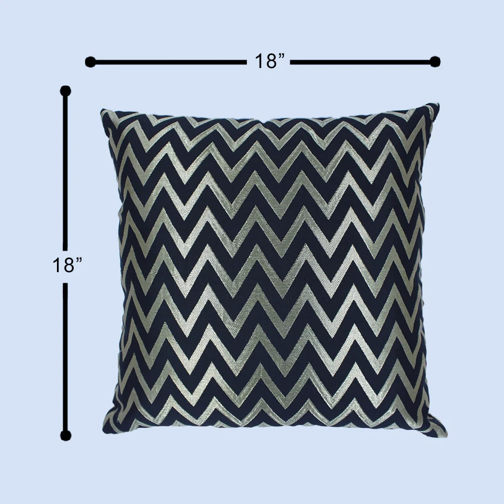 BYFT Orchard Cushion Cover 18 x 18 inch (Zig Zag Design - Black) 45 x 45 cm Luxury Decorative Cushion Cover for Sofa, Bed & Living Room - Set of 02