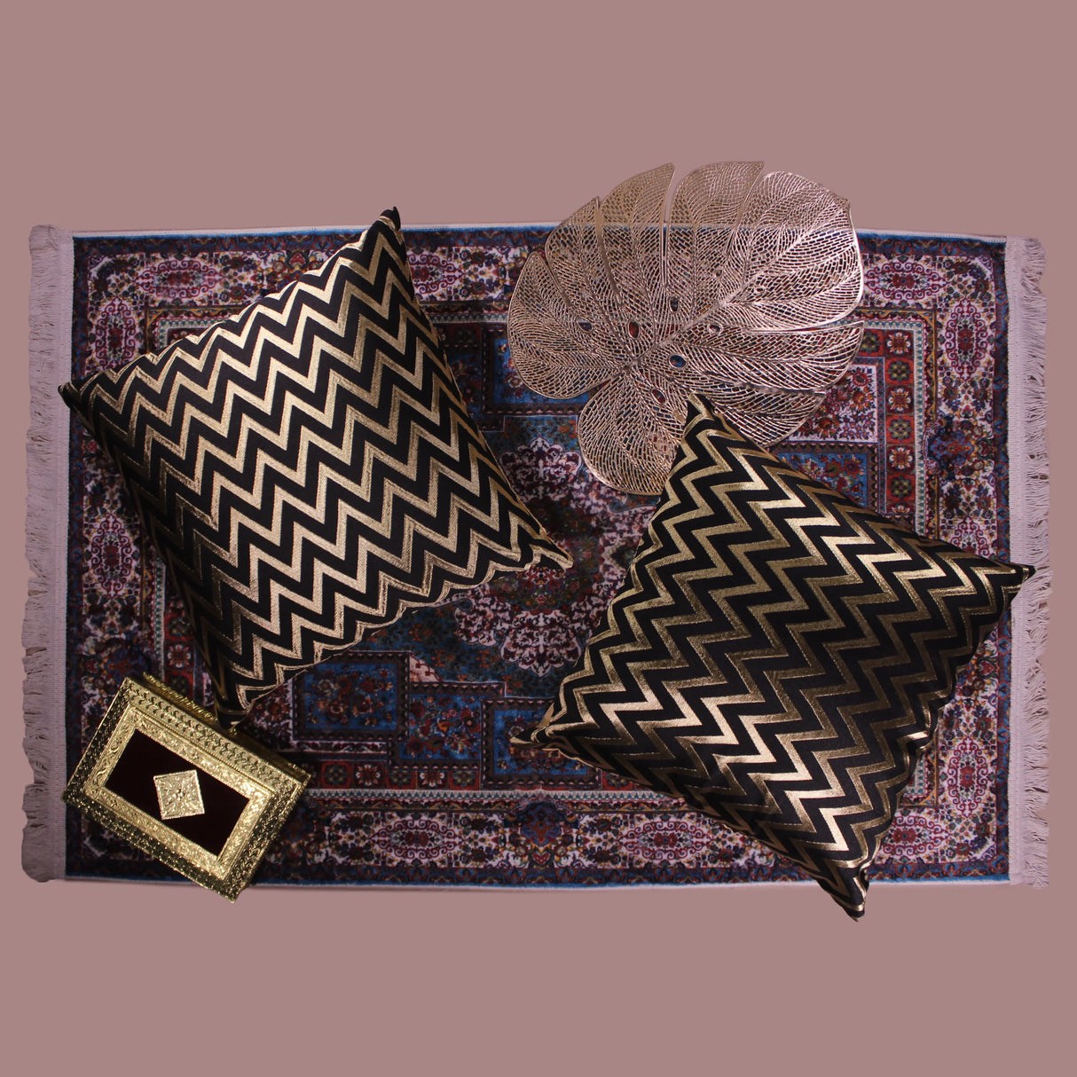 BYFT Orchard Cushion Cover 18 x 18 inch (Zig Zag Design - Black) 45 x 45 cm Luxury Decorative Cushion Cover for Sofa, Bed & Living Room - Set of 02