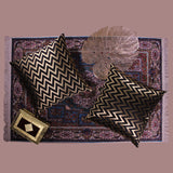 BYFT Orchard Cushion Cover 18 x 18 inch (Zig Zag Design - Black) 45 x 45 cm Luxury Decorative Cushion Cover for Sofa, Bed & Living Room - Set of 02